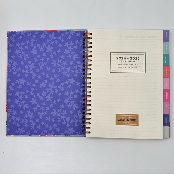 2024-2025 Clementine Paper inc. 12 Months Planner Hard Cover (Blue/Mushrooms) - Picture 2 of 13